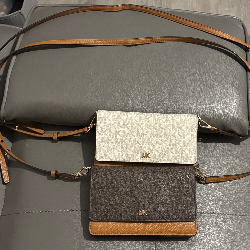 Michael Kors Tan and Cream Crossbody Bag